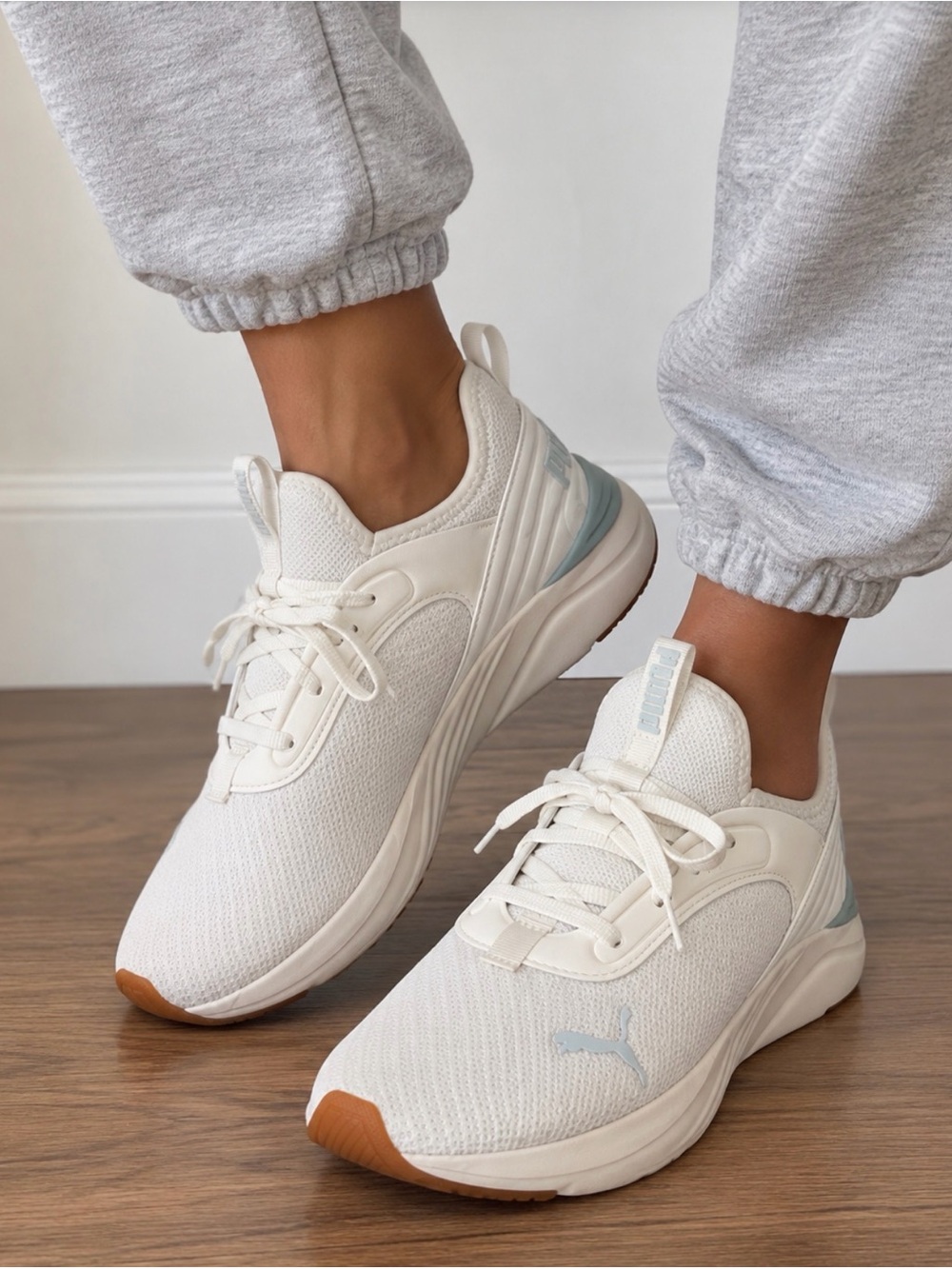PUMA Softride Ruby Luxe Women’s Sneakers | White + Light Blue | Size 8